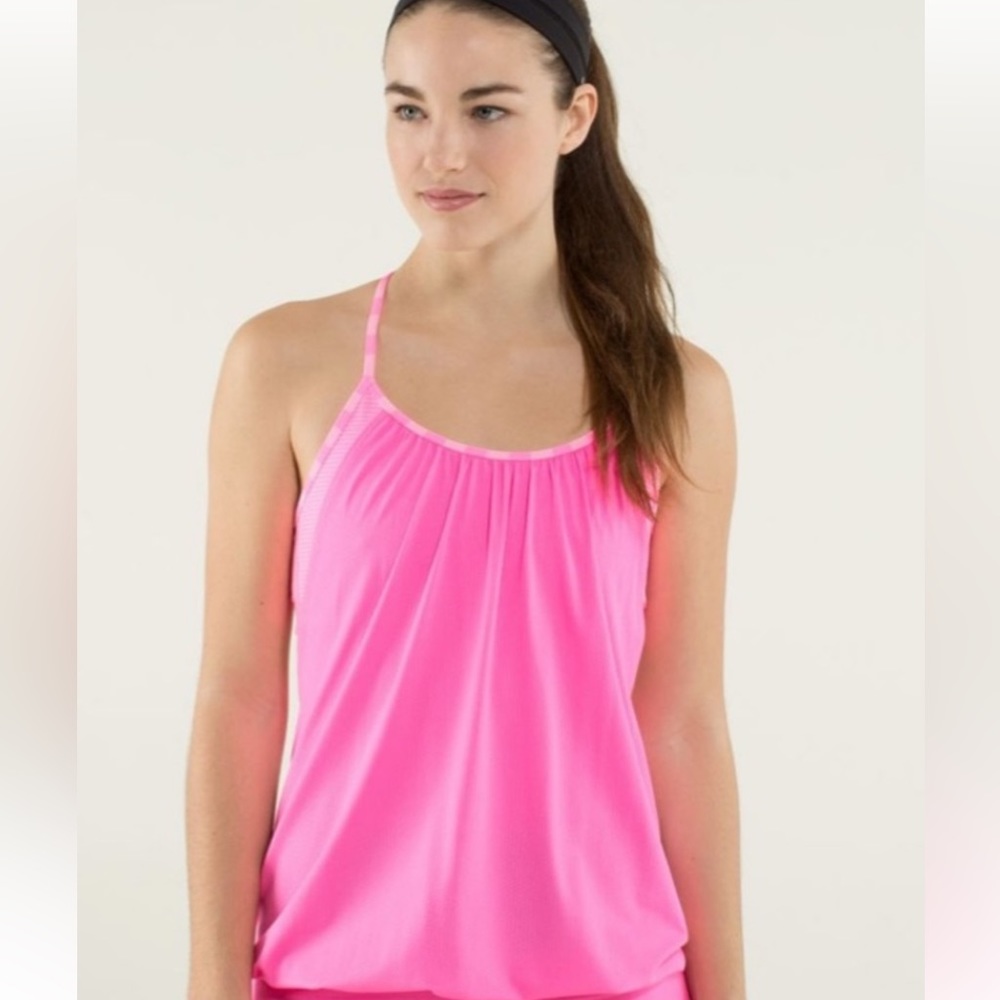 Pink Lululemon Tank Top 6 Built-In Bra No Limits